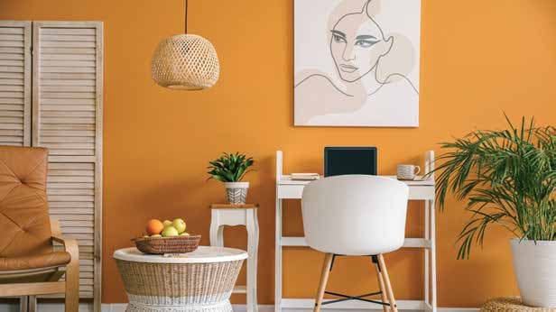 Interior finished in warm orange paint